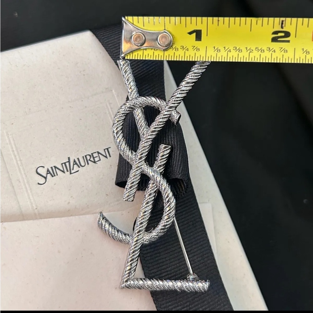 Authentic YSL Silver Brooch - Picture 7 of 14